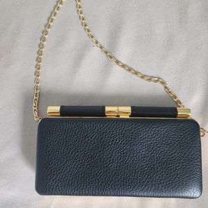 Tyler Alexandra Ellis Black Gold Clutch EUC